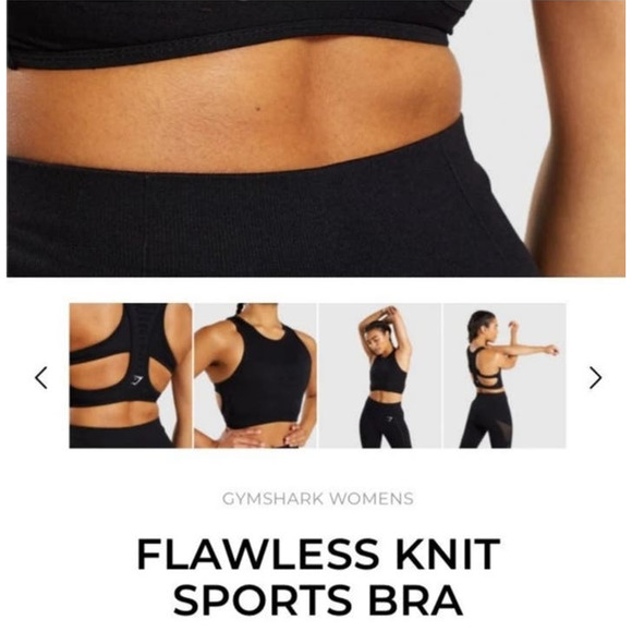 GYMSHARK FLAWLESS KNIT SPORTS BRA BLACK Small - Picture 5 of 10